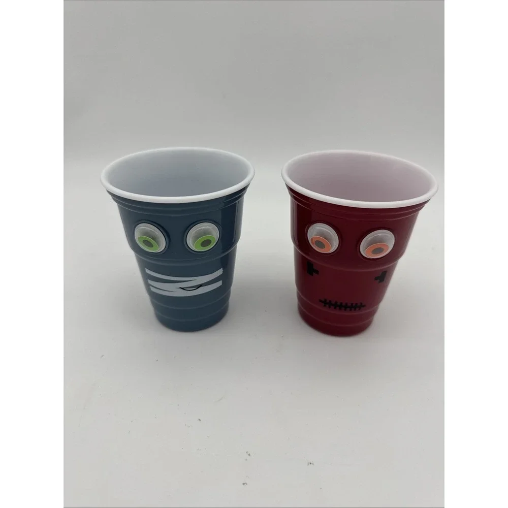 Halloween Party Googly Eye Plastic Cup Reusable Kids Blue Red